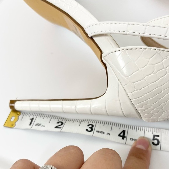 Lulus Womens 7.5 Strappy Heels Sila White Crocodile-Embossed Ankle White - Picture 11 of 12
